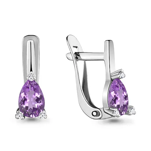 4714304А Серьги из Серебра с аметистами, фианитами