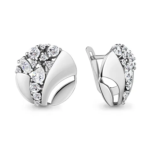 45855А Серьги из Серебра с фианитами из коллекции "Fresh"