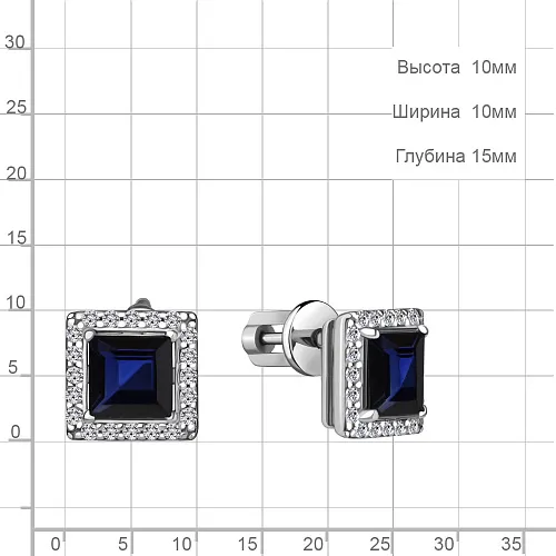 49367АБ Серьги из Серебра с наносапфирами, фианитами из коллекции "Клеопатра"