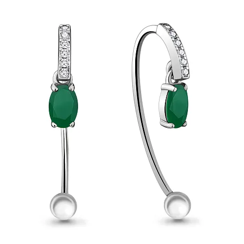 4829609А Серьги из Серебра с агатами, фианитами