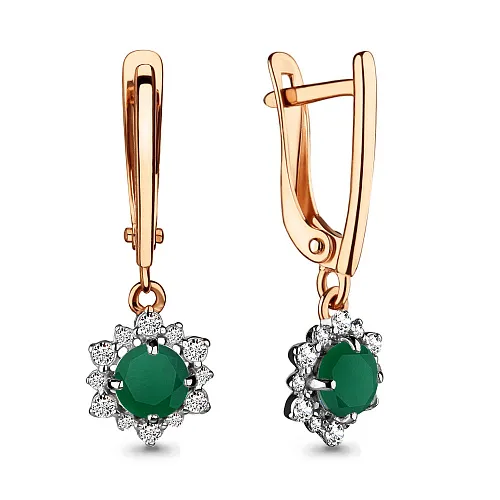 4496209А Серьги из Золота с агатами, фианитами из коллекции "Belle"