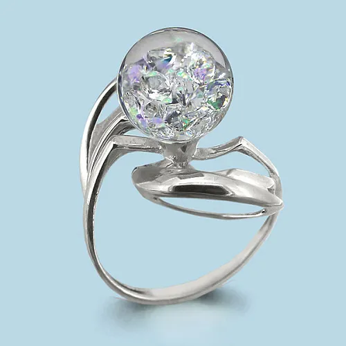 64413П Кольцо из Серебра с стеклом из коллекции "French ball"