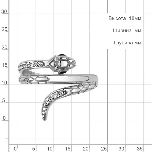 67414АЧ Кольцо из Серебра с нанокристаллами, фианитами