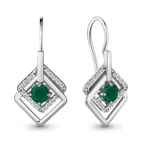4773909А Серьги из Серебра с агатами, фианитами