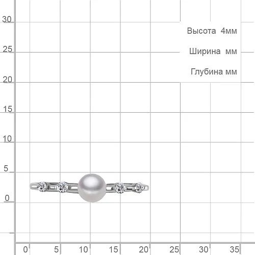 67340А Кольцо из Серебра с культ. жемчугом  аа, фианитами