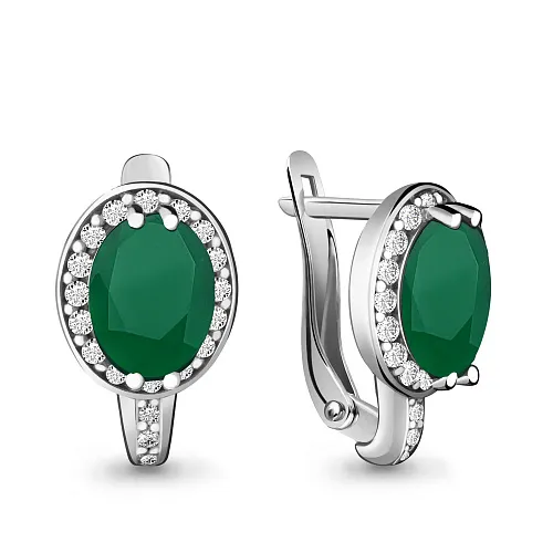 4413709А Серьги из Серебра с агатами, фианитами