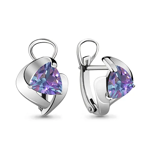 4490325 Серьги из Серебра с алекситами лаванд. иск. из коллекции "Лагуна"