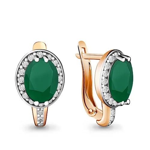 4413709А Серьги из Золота с агатами, фианитами