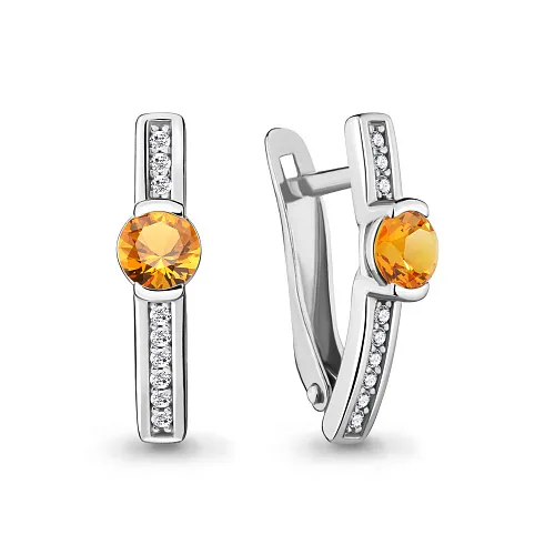 4412506А Серьги из Серебра с фианитами, цитринами