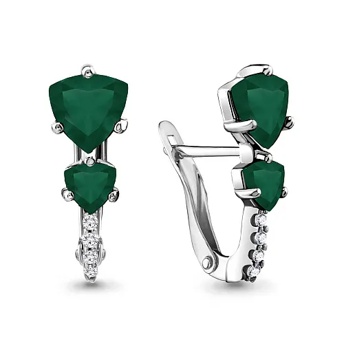 4413309А Серьги из Серебра с агатами, фианитами