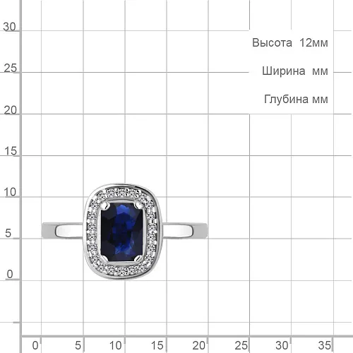 63902Б Кольцо из Серебра с наносапфиром, фианитами из коллекции "Клеопатра"