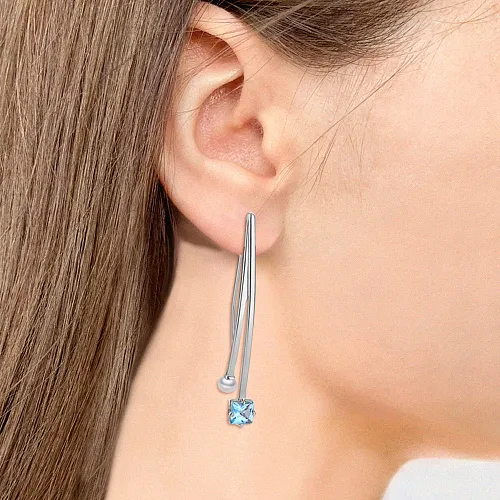 4772305 Серьги из Серебра с культ. жемчугом  ааа, топазами свисс блю