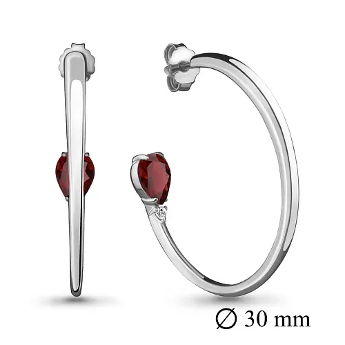 4718203А Серьги из Серебра с гранатами, фианитами