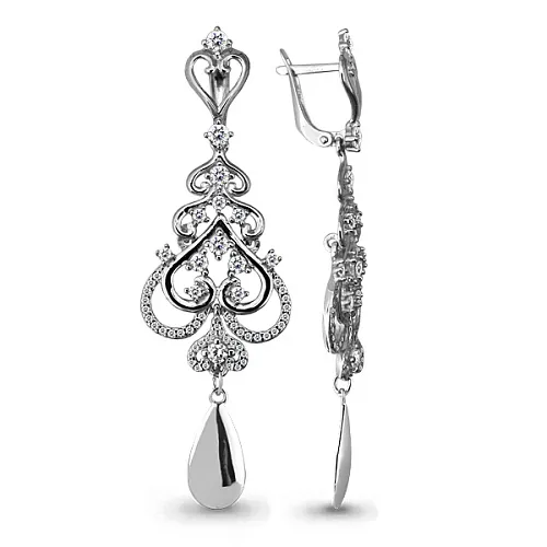 42962А Серьги из Серебра с фианитами из коллекции "Версаль"