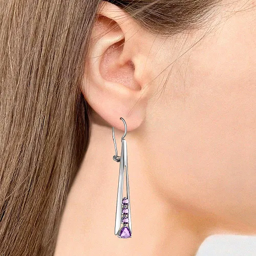 4773804 Серьги из Серебра с аметистами