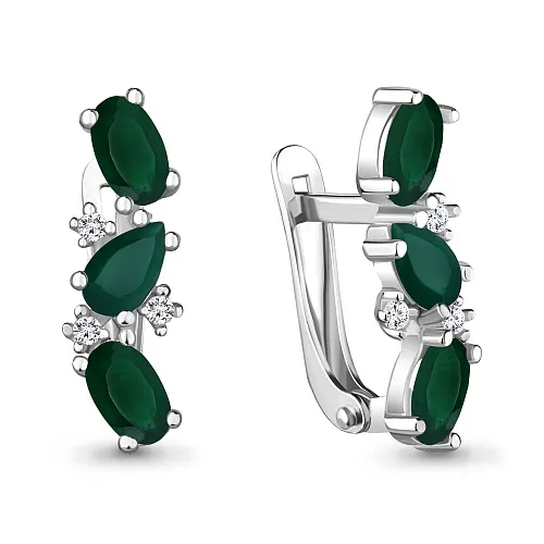 4429909А Серьги из Серебра с агатами, фианитами