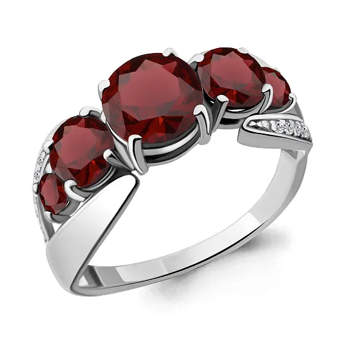 6592603А Кольцо из Серебра с гранатами, фианитами