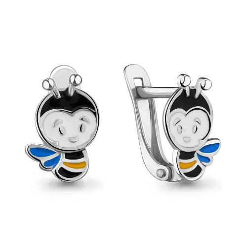 33137 Серьги из Серебра с эмалью из коллекции "Happy"
