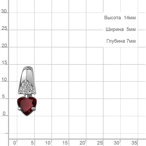 2532603А Подвеска из Серебра с гранатом, фианитами