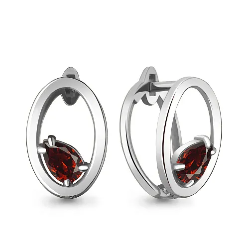4733403 Серьги из Серебра с гранатами из коллекции "Twin"