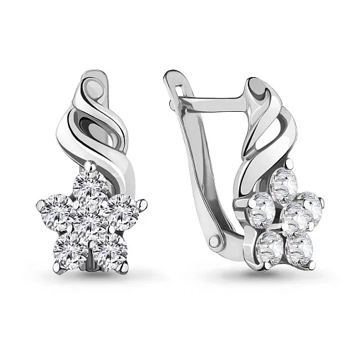 45366А Серьги из Серебра с фианитами из коллекции "Happy"