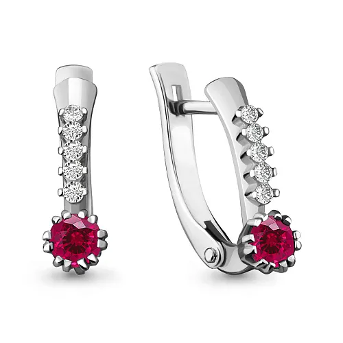 42883В Серьги из Серебра с корундами иск., фианитами