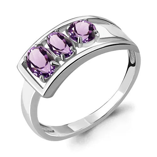 6909704 Кольцо из Серебра с аметистами