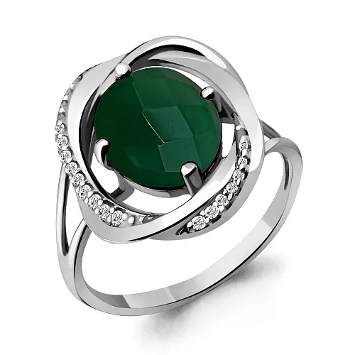 6560509А Кольцо из Серебра с агатом, фианитами