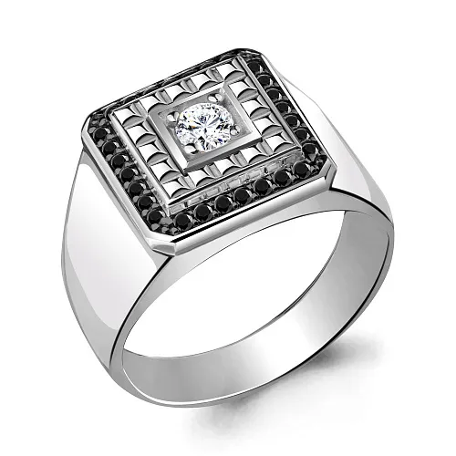 62131Ч Кольцо из Серебра с нанокристаллами, фианитом