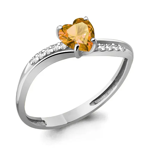 6506906А Кольцо из Серебра с фианитами, цитрином