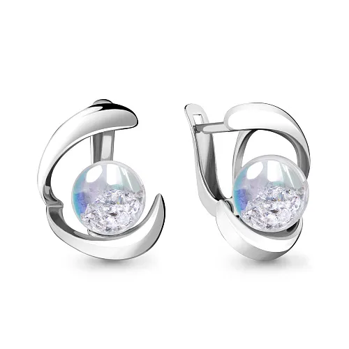 45390П Серьги из Серебра с стёклами из коллекции "French ball"
