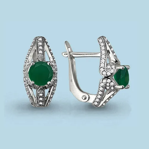 4297209А Серьги из Серебра с агатами, фианитами
