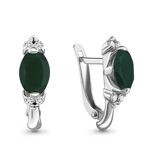 4414109А Серьги из Серебра с агатами, фианитами