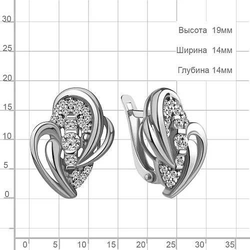 49257А Серьги из Серебра с фианитами