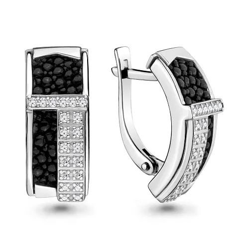 942105 Серьги из Золота с бриллиантами, кожами из коллекции "Скат"