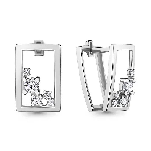48641А Серьги из Серебра с фианитами из коллекции "Twin"