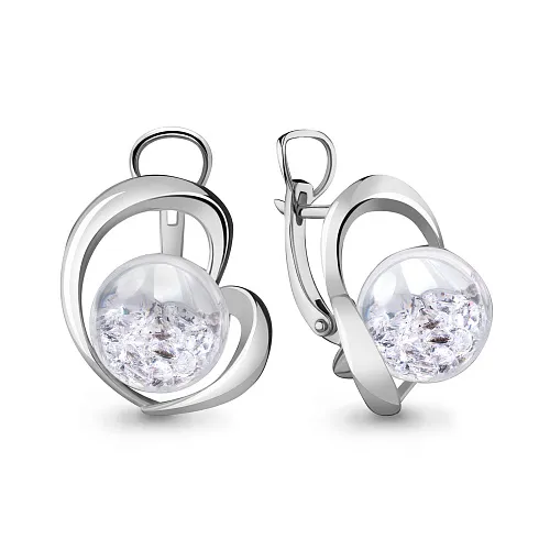 45475 Серьги из Серебра с стёклами из коллекции "French ball"