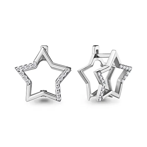 48535А Серьги из Серебра с фианитами из коллекции "Twin"