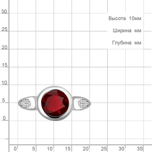 6902685А Кольцо из Серебра с наногранатом, фианитами