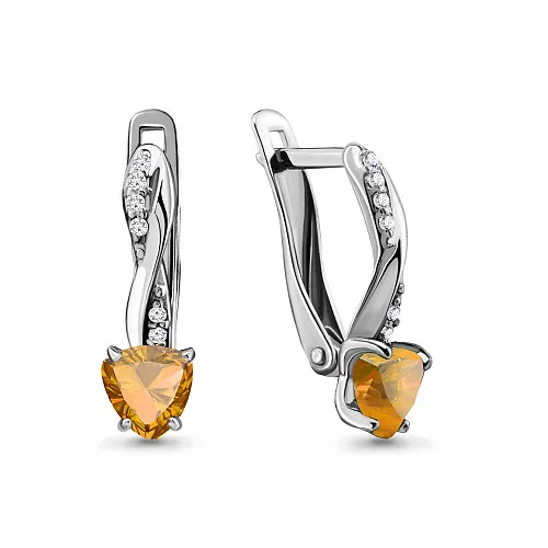 4419006А Серьги из Серебра с фианитами, цитринами