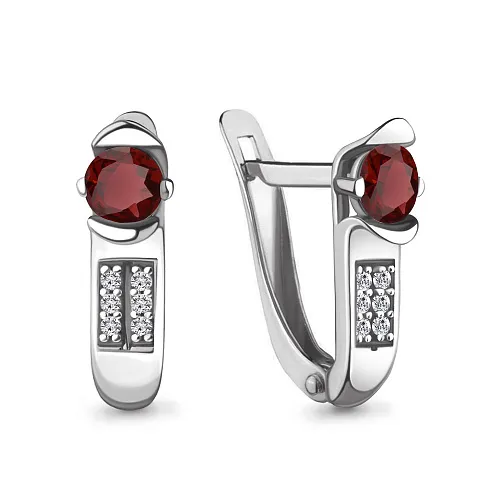 4413103А Серьги из Серебра с гранатами, фианитами