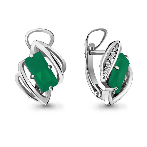 4479709А Серьги из Серебра с агатами, фианитами