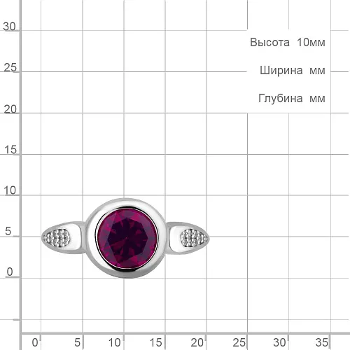 6902684А Кольцо из Серебра с наноаметистом иск., фианитами
