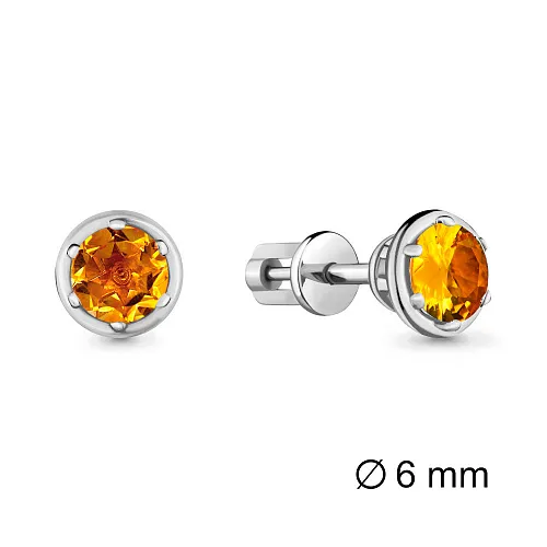 4407406 Серьги из Серебра с цитринами