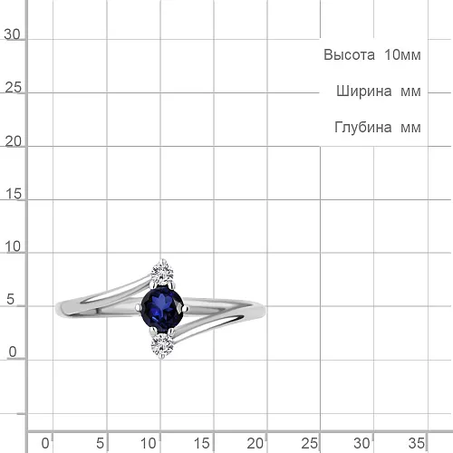 67336АБ Кольцо из Серебра с наносапфиром, фианитами из коллекции "Клеопатра"
