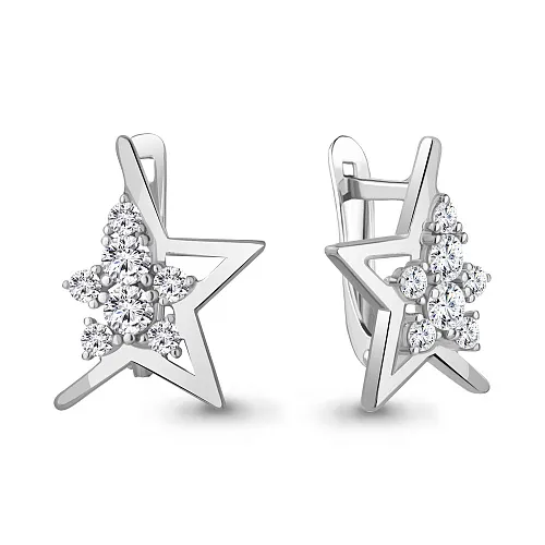 49389А Серьги из Серебра с фианитами из коллекции "Cosmic"