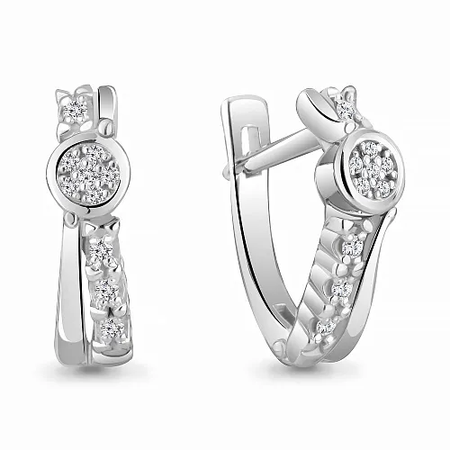040076 Серьги из Серебра с бриллиантами