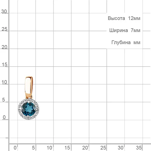 920958к Подвеска из Золота с бриллиантами, топазом лондон блю
