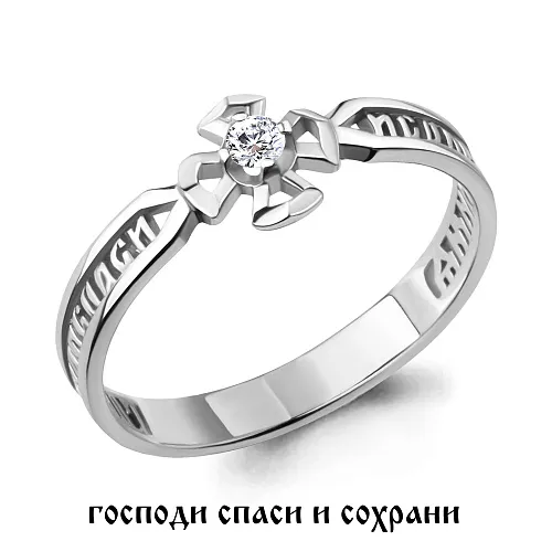 61516 Кольцо из Серебра с фианитом из коллекции "Love story"