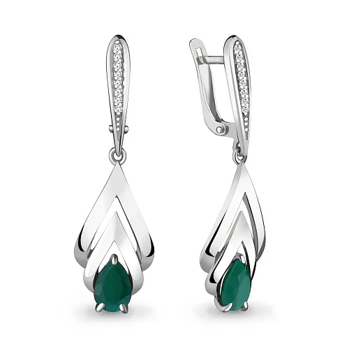 4472109А Серьги из Серебра с агатами, фианитами